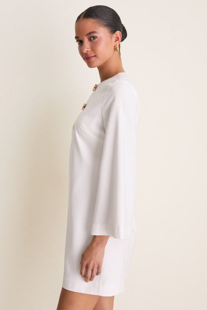 Ivory Linen Shell Hardware Etta Mini Caftan