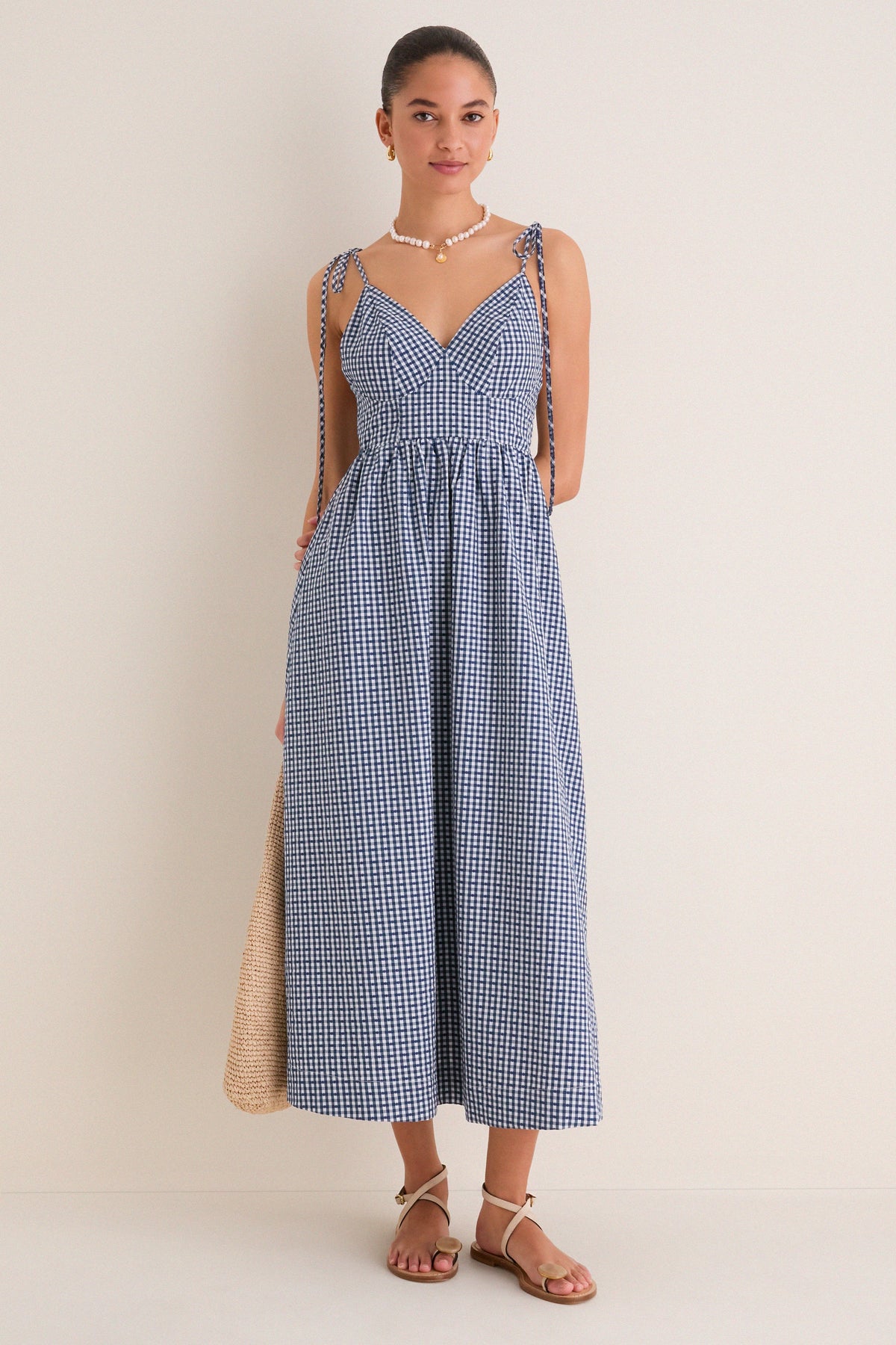 Navy Gingham Sloan Maxi Dress