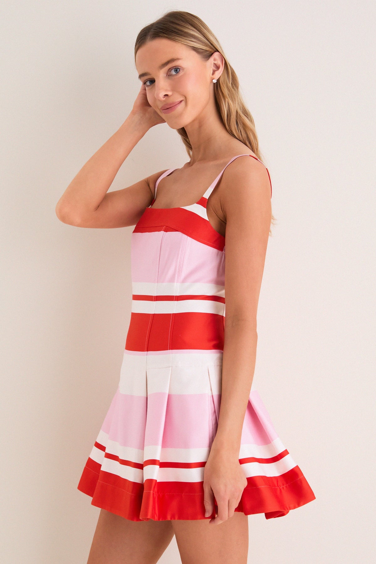 Tulip Stripe Nelly Bustier Mini Dress