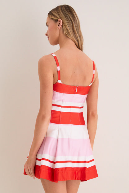 Tulip Stripe Nelly Bustier Mini Dress