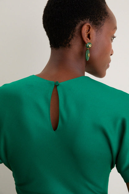 Kelly Green Marabella Draped Midi Dress