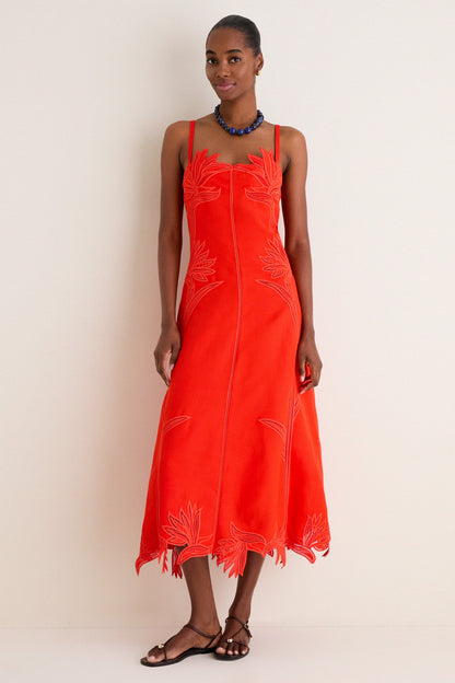 Lobster Ellery Embroidered Bustier Midi Dress