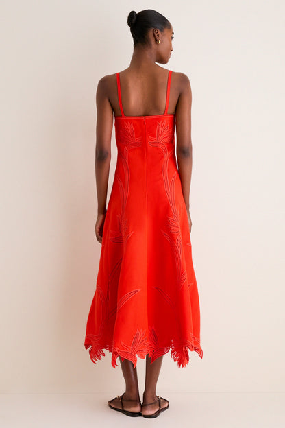 Lobster Ellery Embroidered Bustier Midi Dress