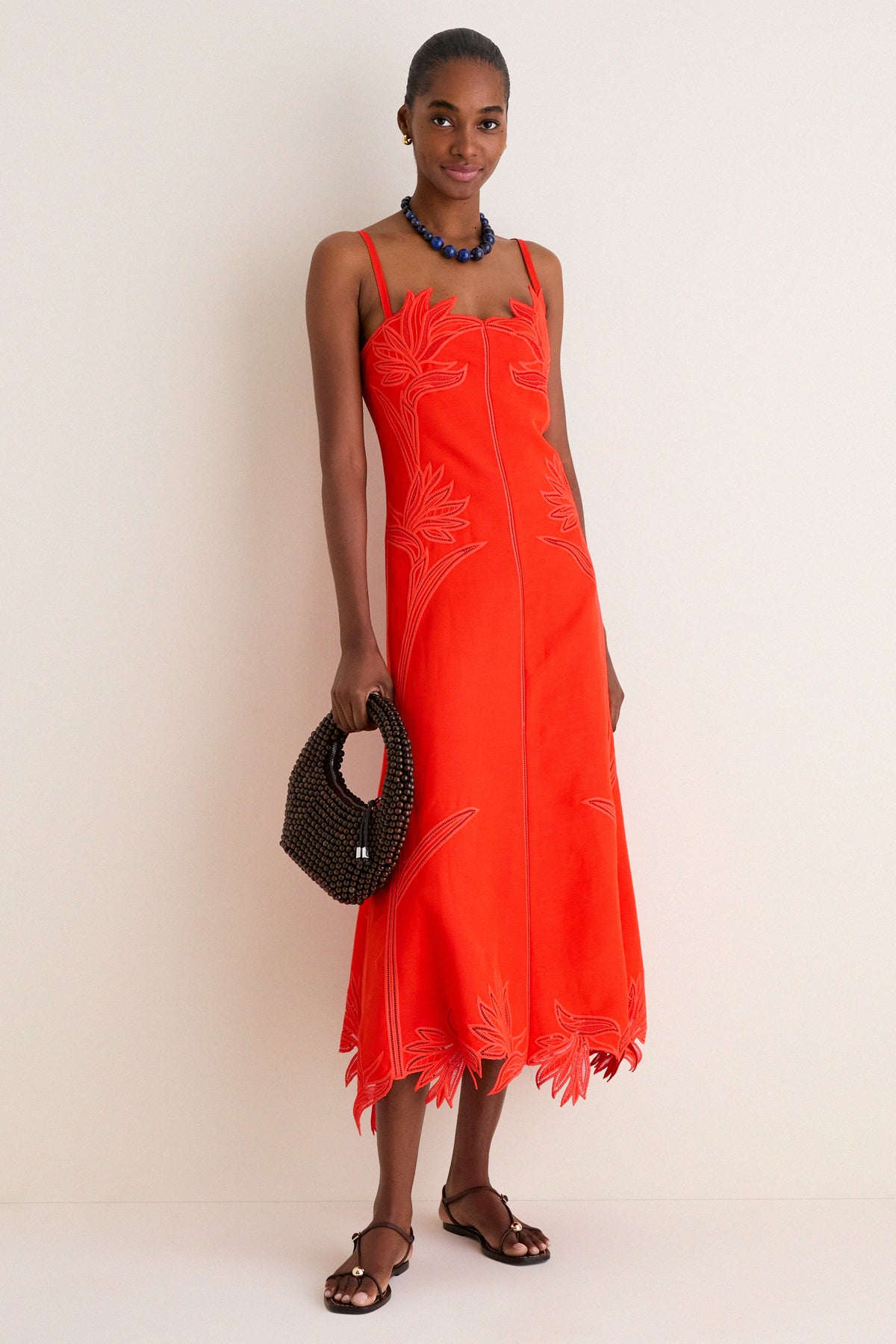 Lobster Ellery Embroidered Bustier Midi Dress