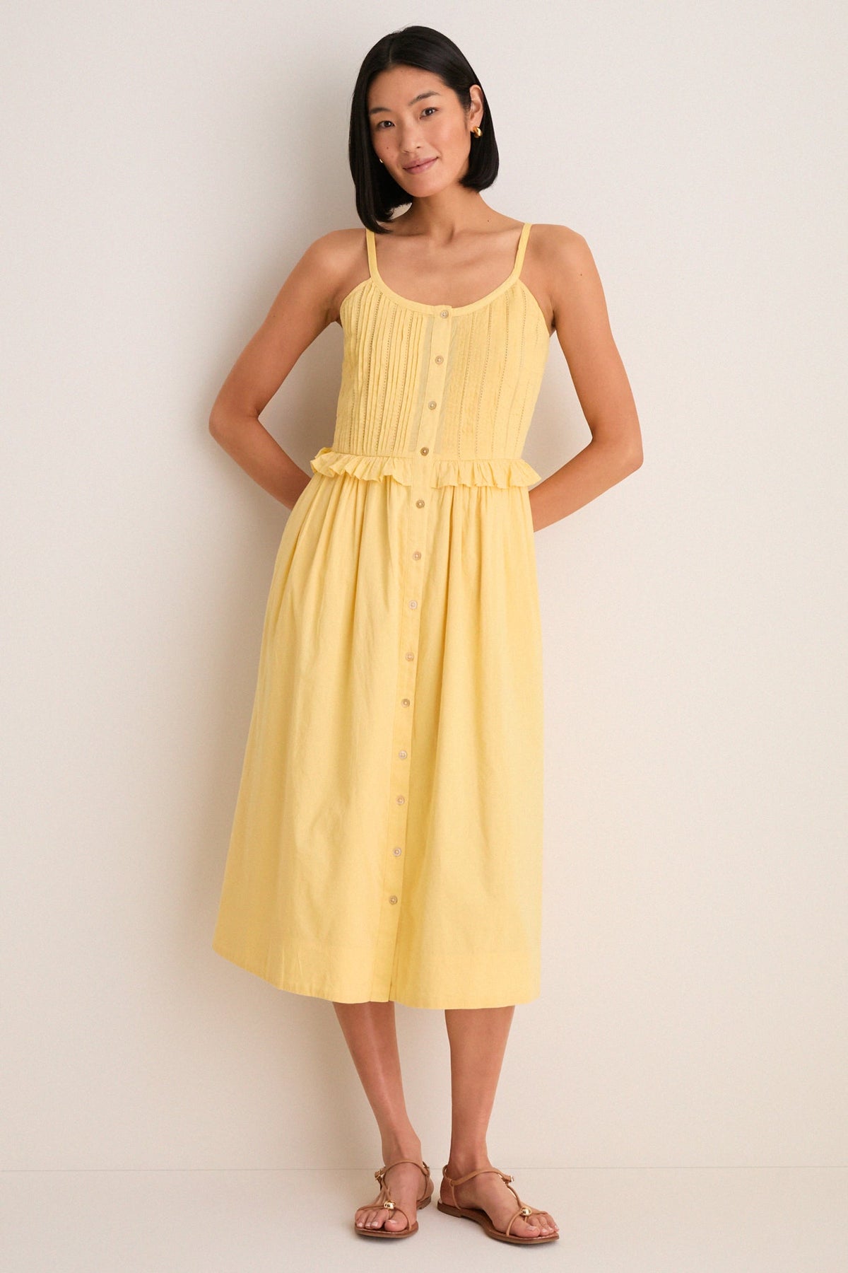 Yellow Alberte Solid Tank Dress