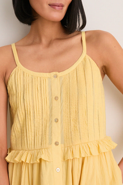 Yellow Alberte Solid Tank Dress