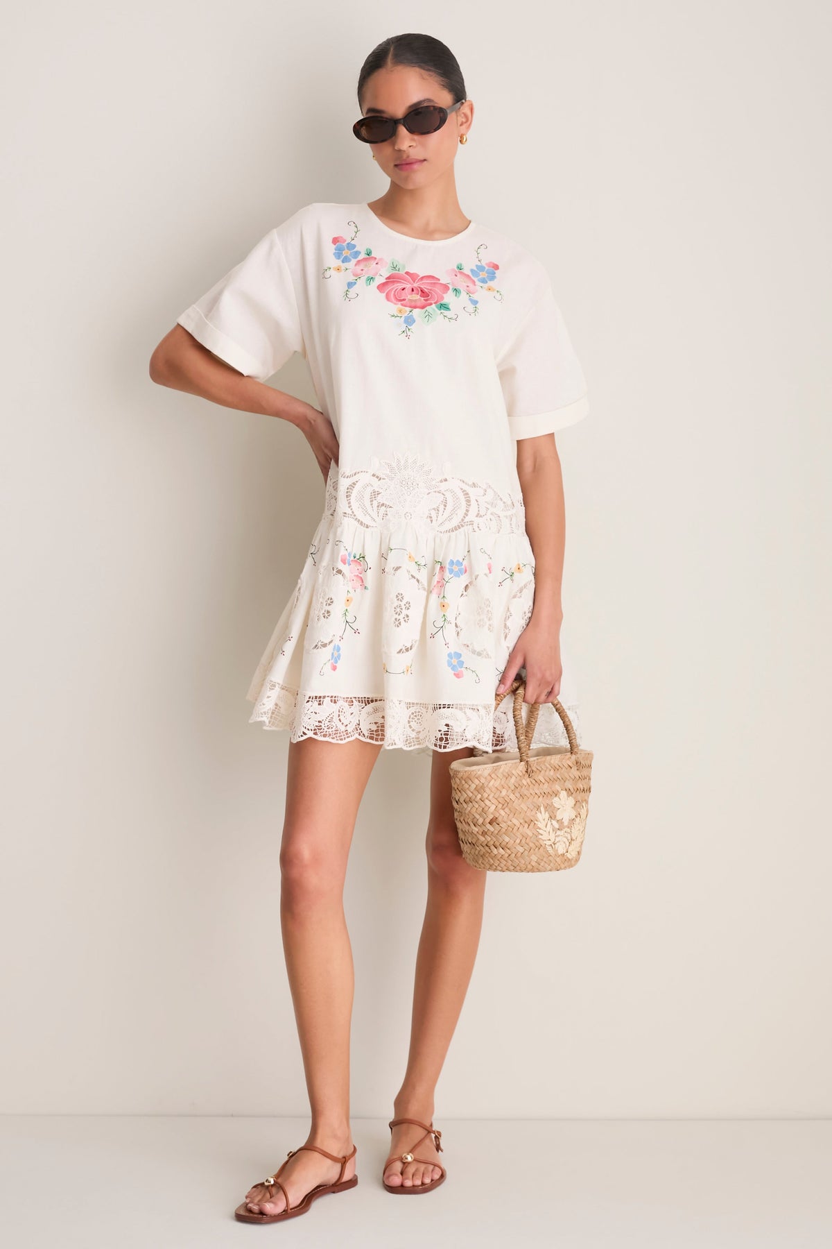Multi Astrid Embroidery Mini Dress