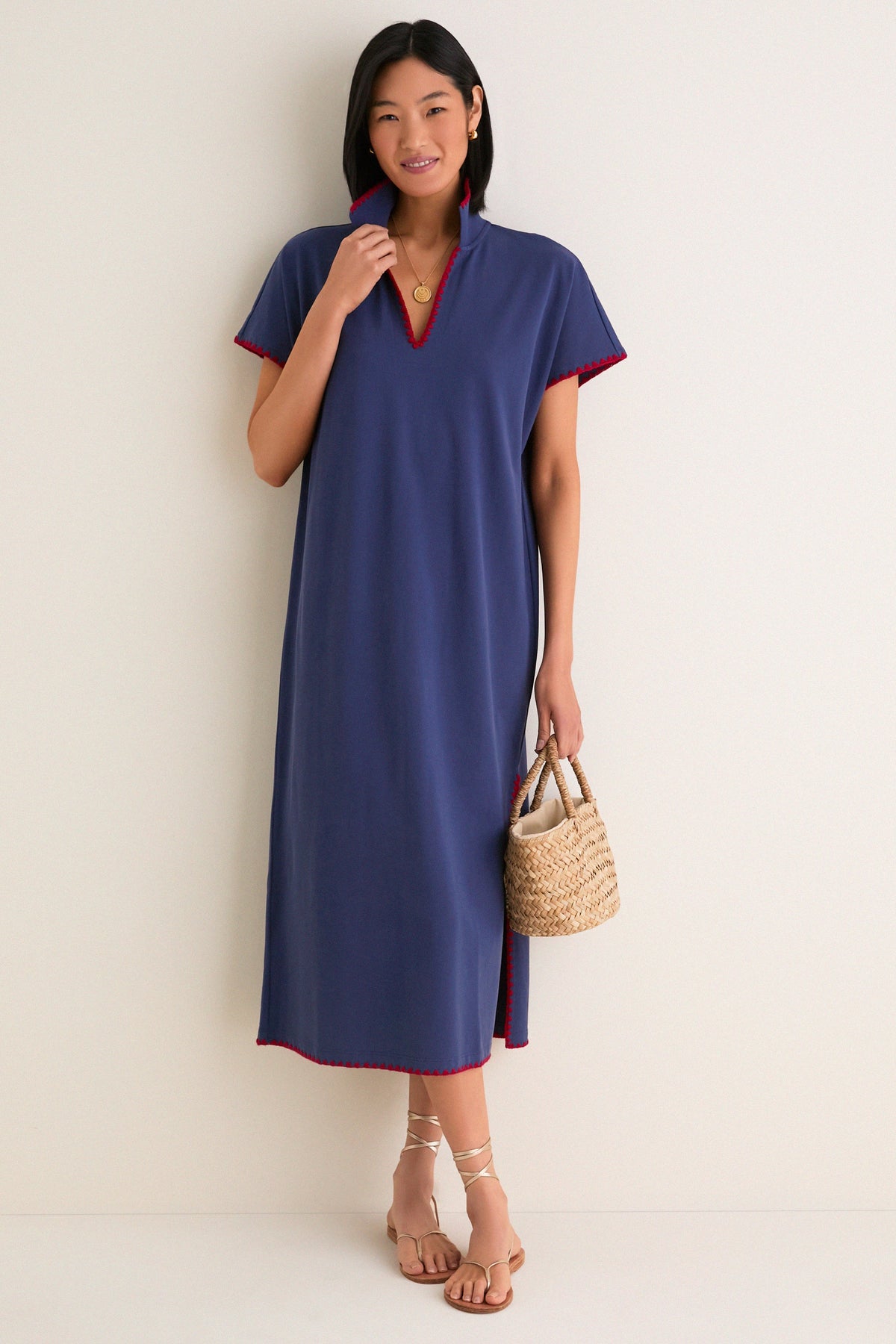 Navy Pique Melissa Maxi Dress