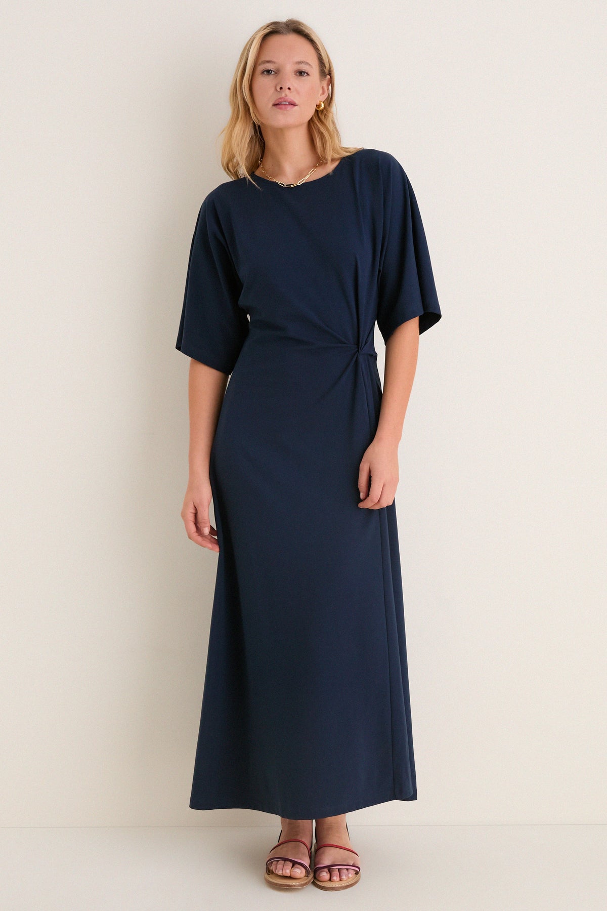 Navy Jersey Lisette Midi Dress