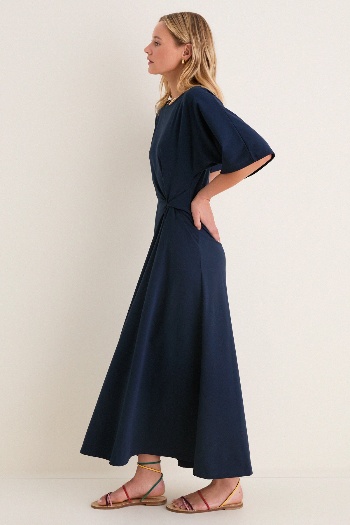 Navy Jersey Lisette Midi Dress