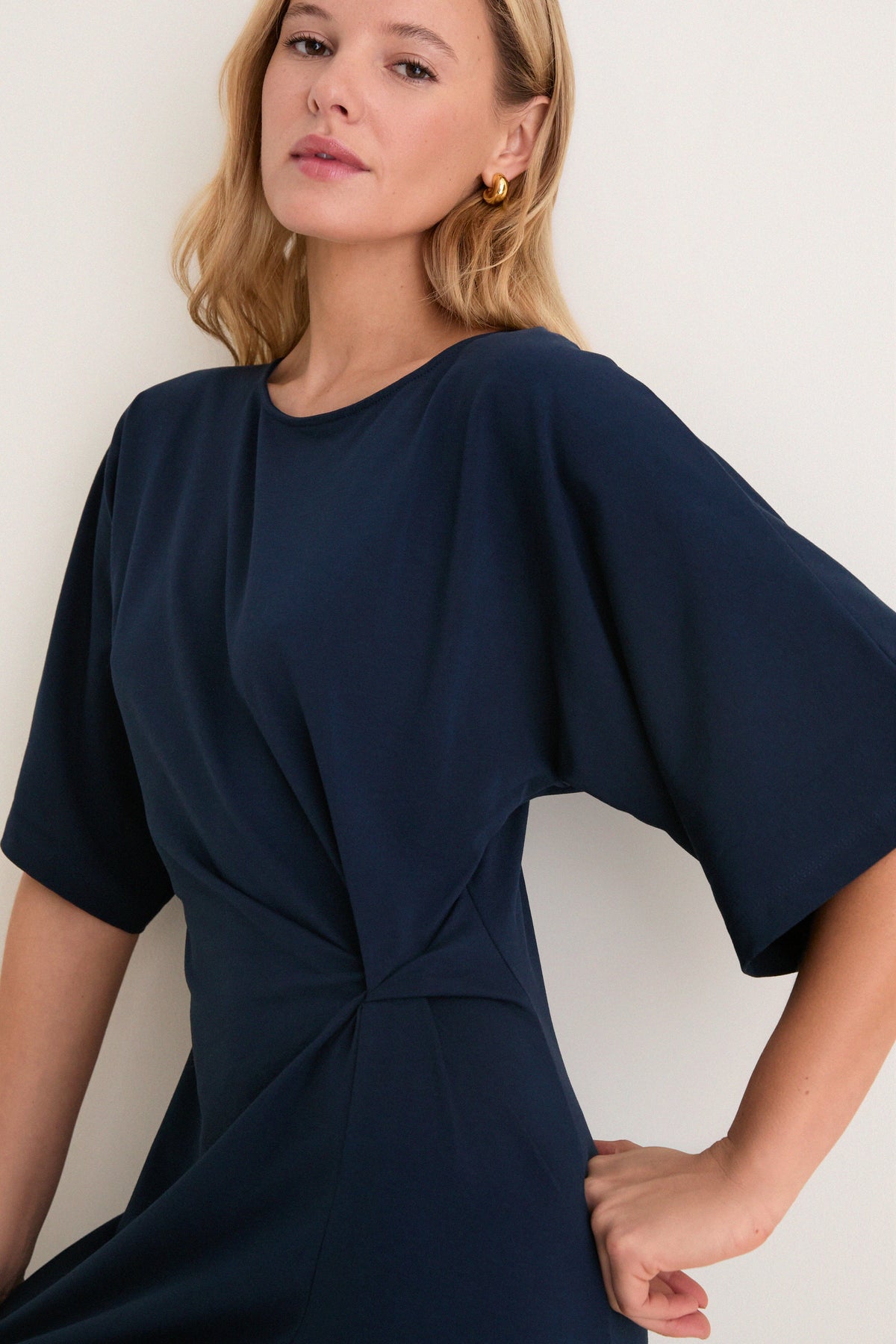 Navy Jersey Lisette Midi Dress