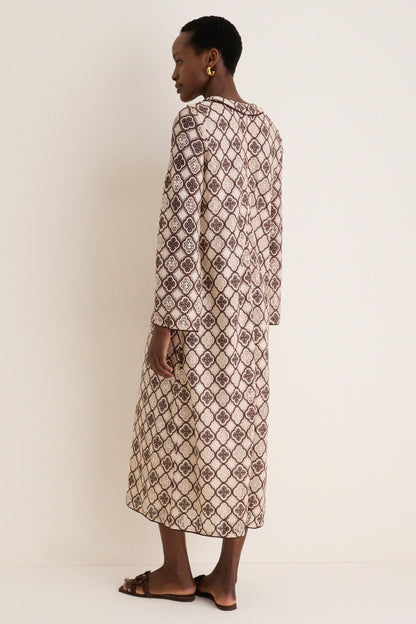 Chocolate Cream Luna Guipure Midi Dress