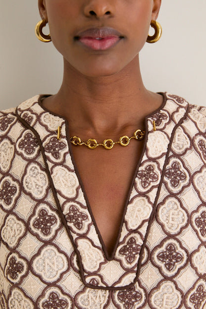 Chocolate Cream Luna Guipure Midi Dress