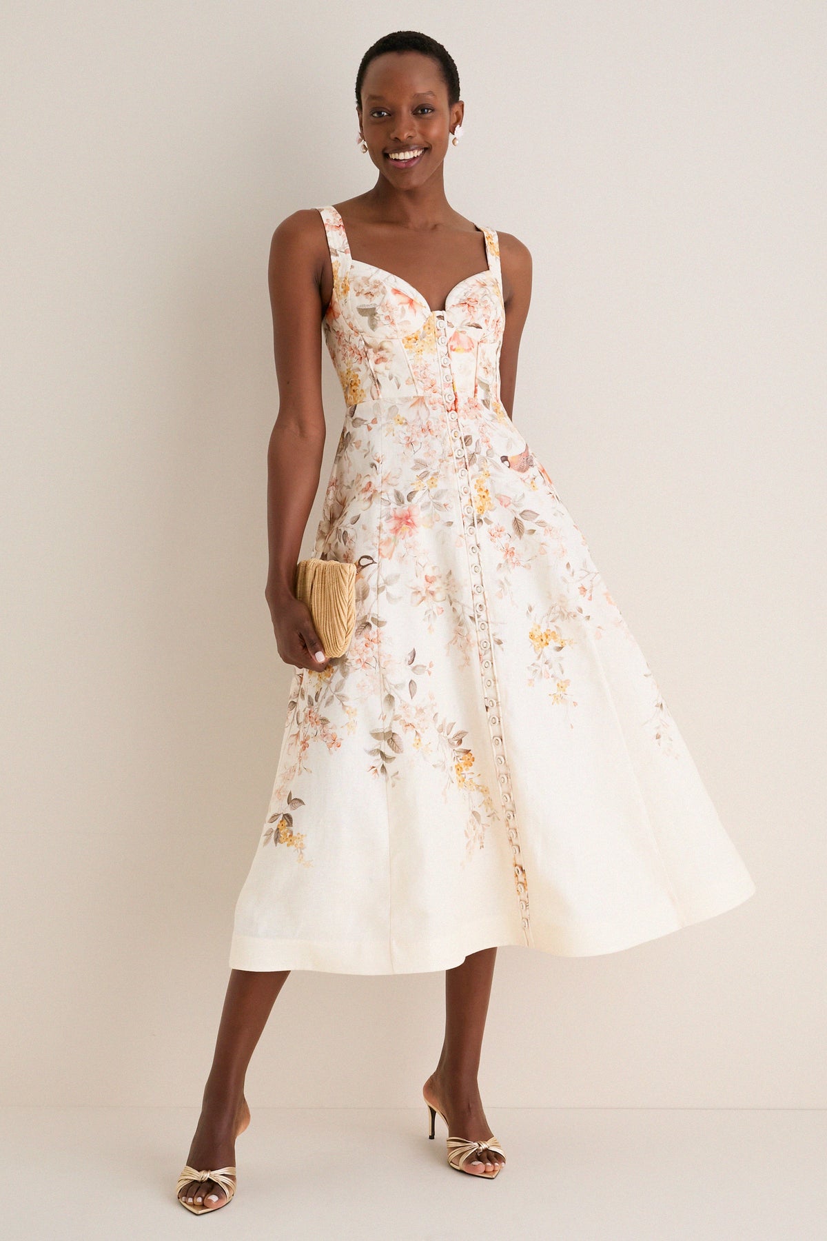 Cream Songbird Luna Buttoned Picnic Dress