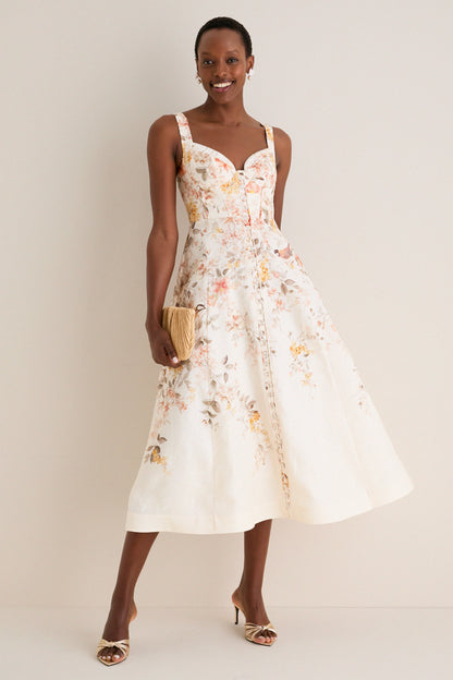 Cream Songbird Luna Buttoned Picnic Dress