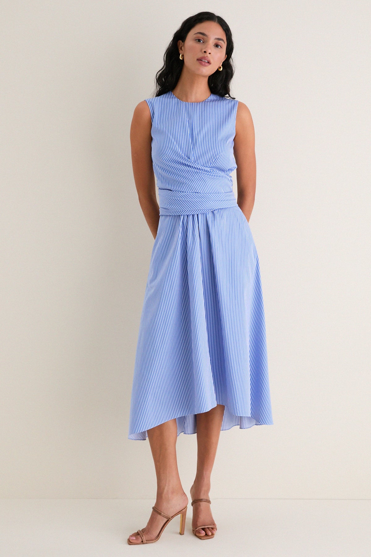 Azure Stripe Penny Midi Dress
