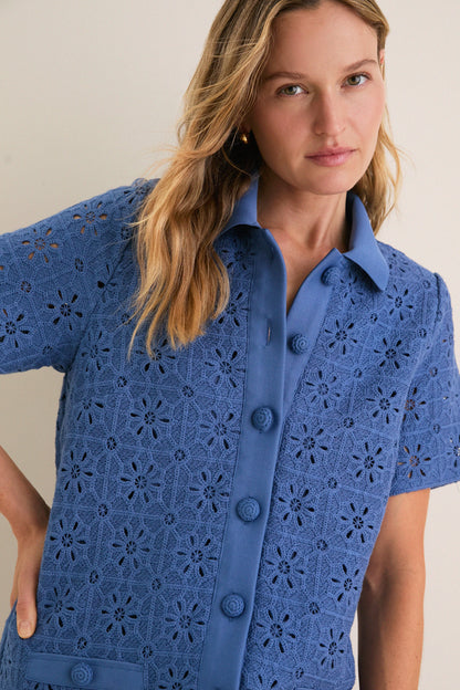 Allure Eyelet Tile Jeanine Shift Dress