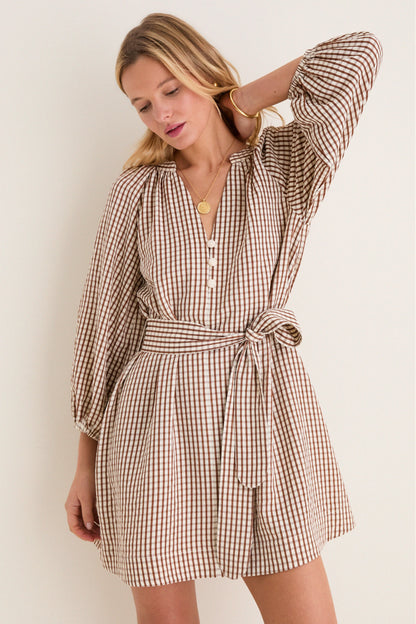Brown Gingham Harlow Dress