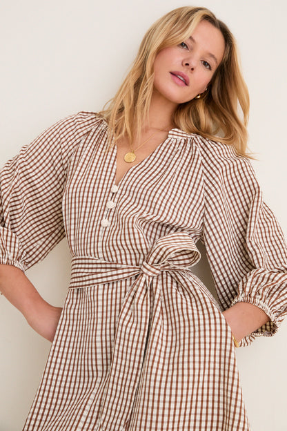 Brown Gingham Harlow Dress
