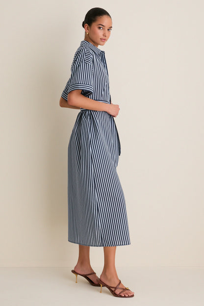 Navy and Light Blue Stripe Zacara Dress