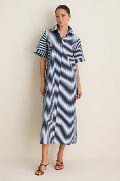 Navy and Light Blue Stripe Zacara Dress
