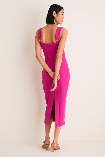 Magenta Pink Elva Midi Dress