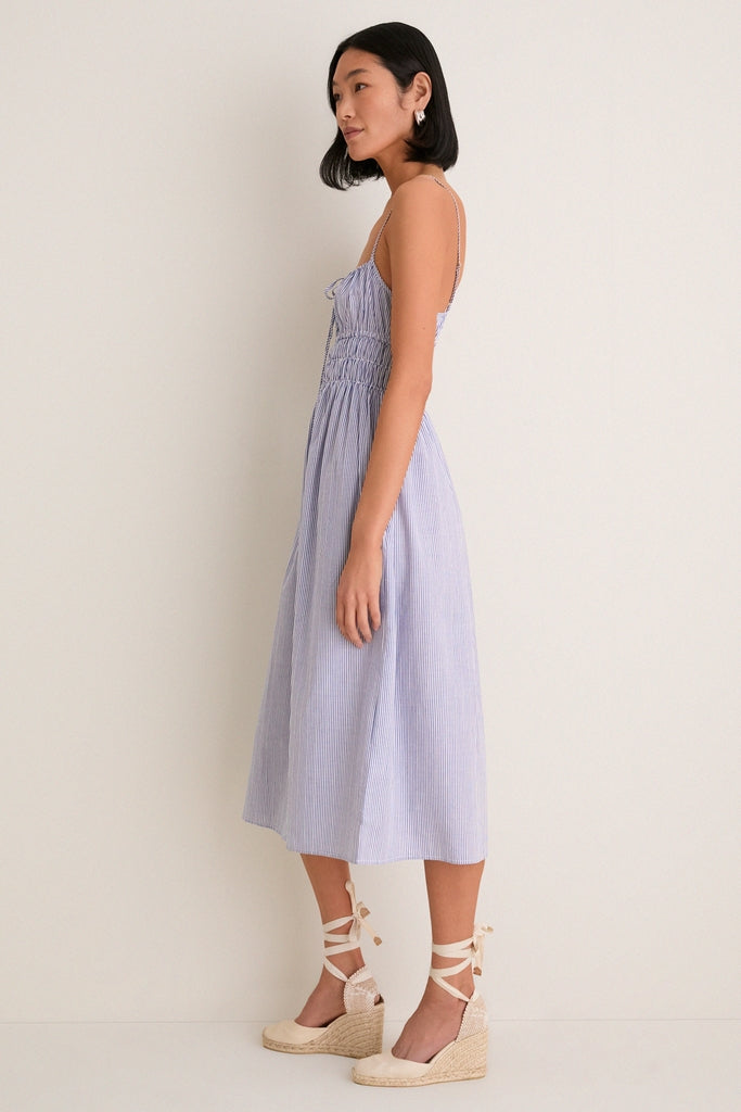 Blue Stripe Gabriella Midi Dress
