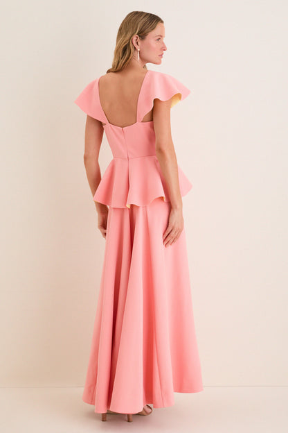 Melon Peplum Antoinette Gown