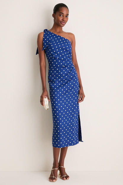 Navy and Yellow Lily Midi Dress
