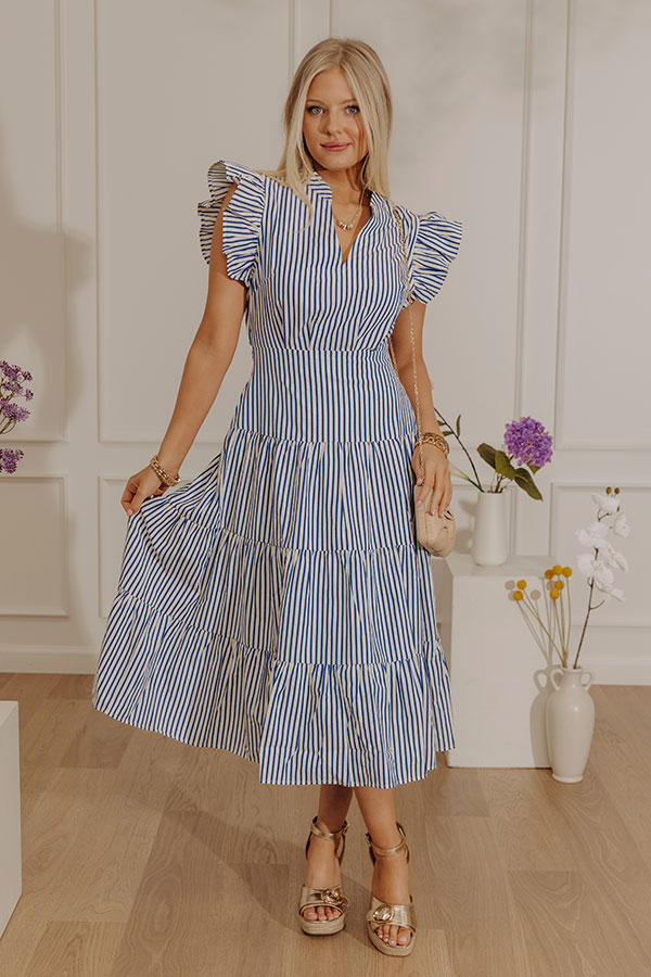 Bayside Brunch Stripe Midi in Navy