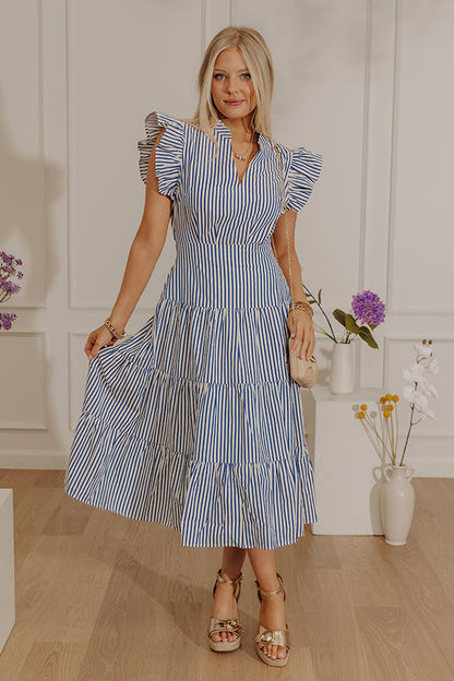 Bayside Brunch Stripe Midi in Navy