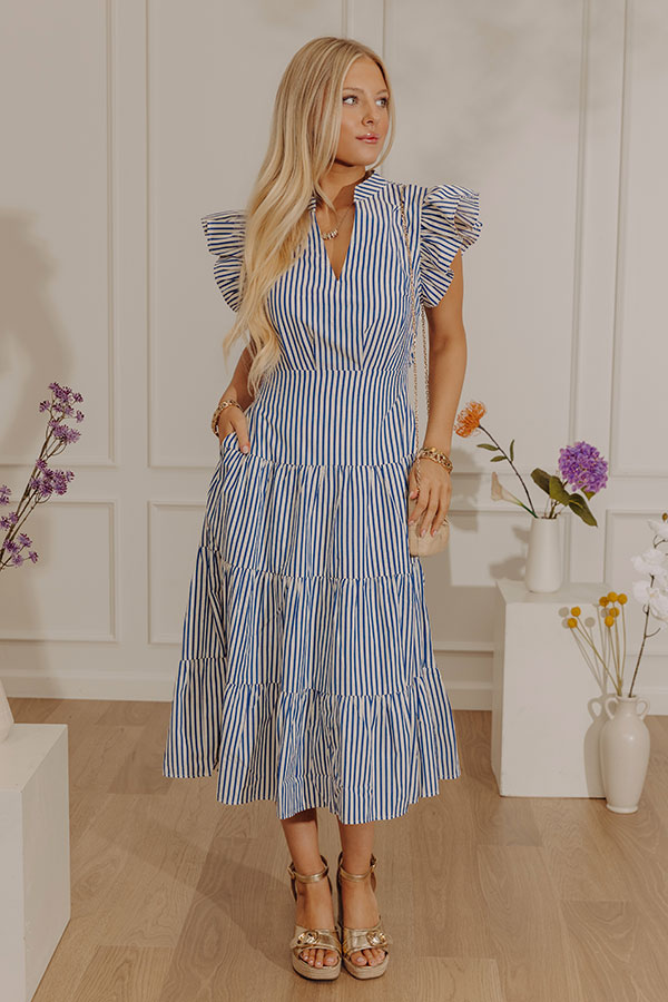 Bayside Brunch Stripe Midi in Navy