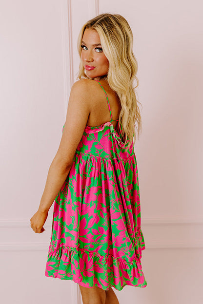 Tropicana Trendsetters Babydoll Mini Dress in Hot Pink