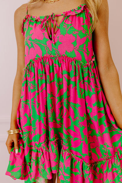 Tropicana Trendsetters Babydoll Mini Dress in Hot Pink