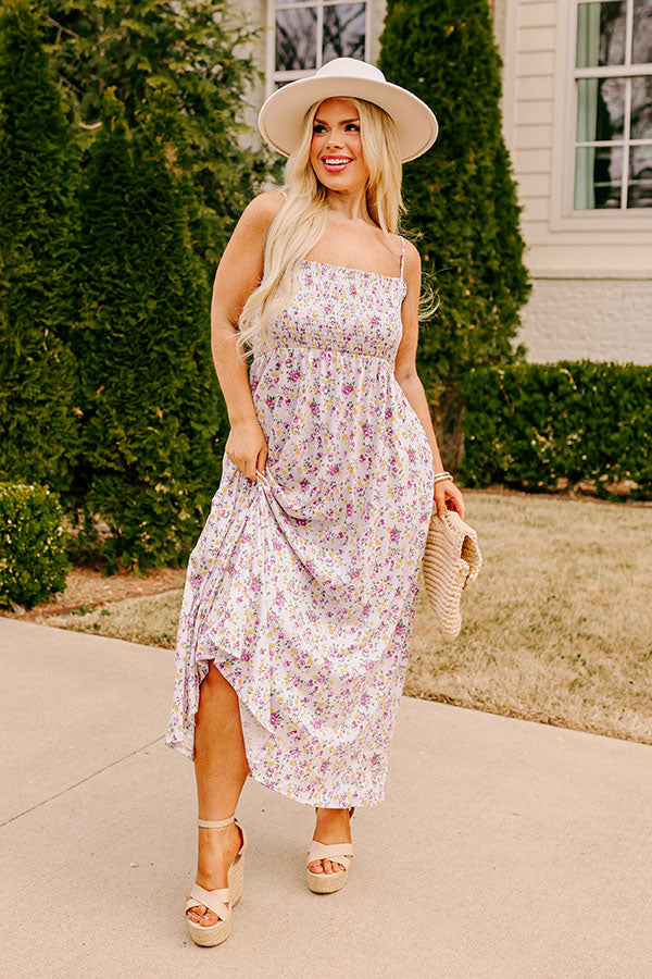 Smiles and Sunshine Floral Maxi in Lavender Curves