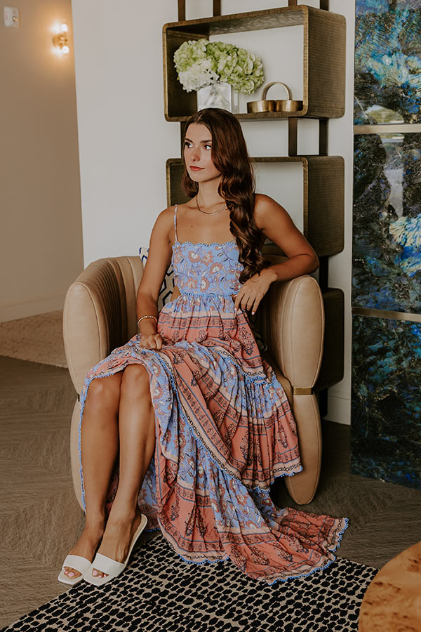 Feeling Boho Tiered Maxi Dress in Sky Blue