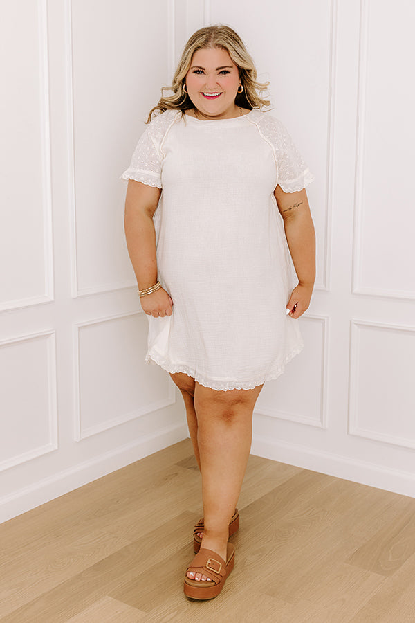 Sunday Mornings Eyelet Shift Dress in Cream Curves