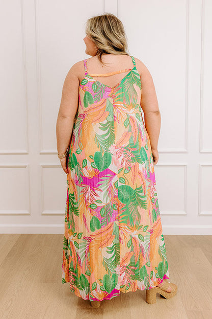 Tropical Cabana Chiffon Maxi Dress Curves