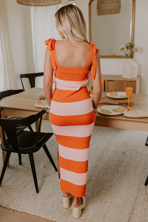 Sunkist Moment Knit Maxi Dress in Orange