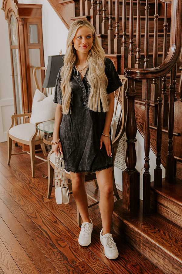 Backyard BBQ Chambray Mini Dress in Vintage Black