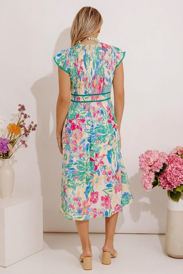 Blooming Beauty Pleated Midi Dress