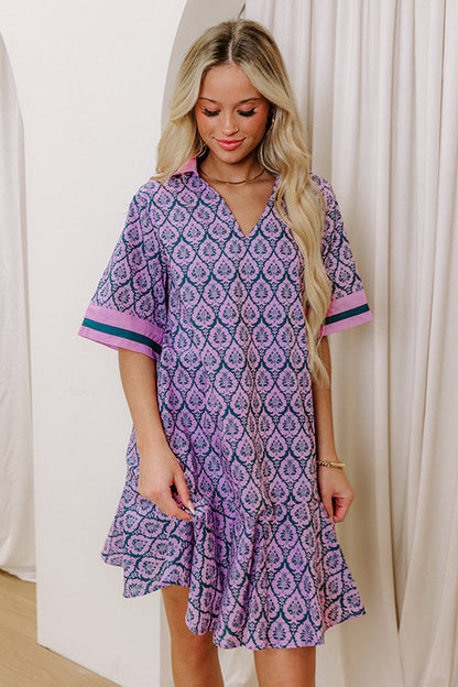 French Market Promenade Mini Dress in Violet