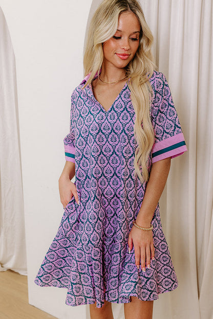 French Market Promenade Mini Dress in Violet