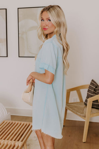 Backyard BBQ Chambray Mini Dress in Sky Blue