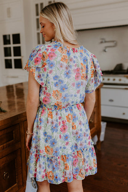 Pure Heart Floral Mini Dress in Blue