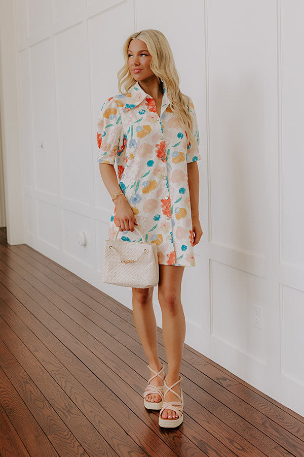 Pop Of Color Floral Embroidered Mini Dress