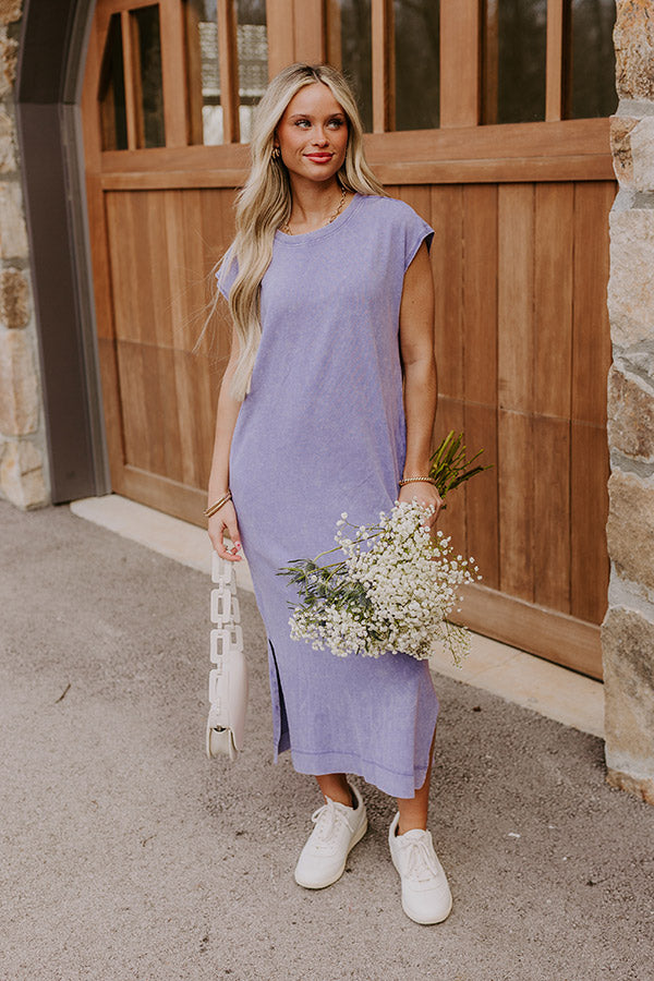 Beach Daydream Vintage Wash Midi Dress in Purple