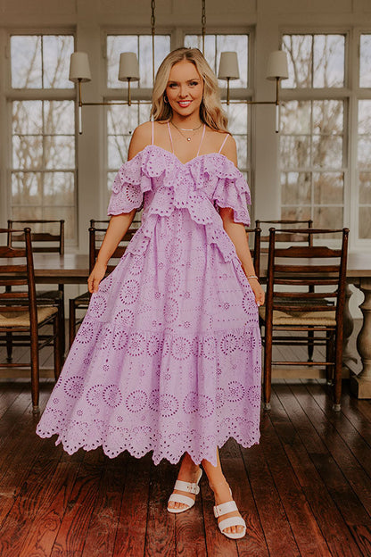 Cue The Charm Eyelet Midi Dress