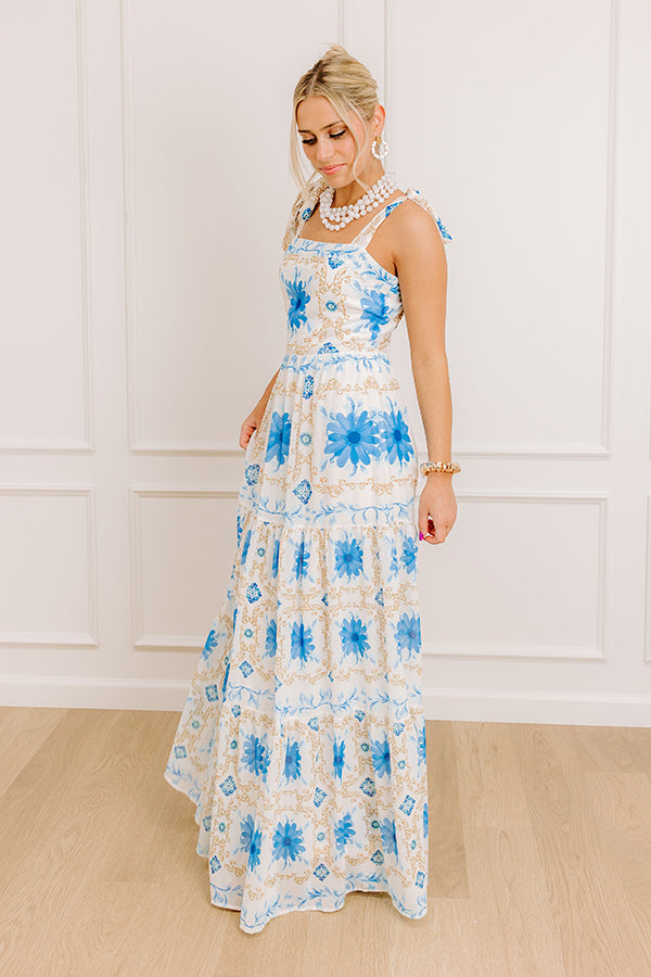 Garden Gala Floral Maxi Dress in Blue