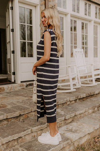 Sunset Sail Knit Midi Dress in Navy